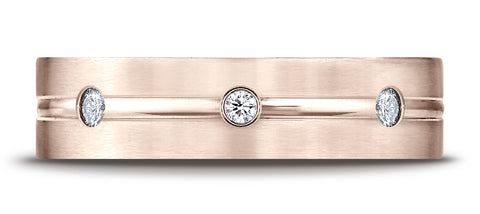 Benchmark-14K-Rose-Gold-6mm-Comfort-Fit-Etched-Burnish-Set-3-Stone-Channel-Diamond-Band--.18Ct--Size-4.25--CF526128HF14KR04.25