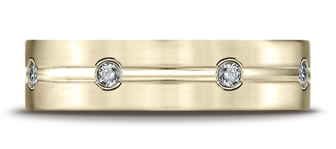 Benchmark-14K-Yellow-Gold-6mm-Comfort-Fit-Etched-Burnish-Set-8-Stone-Diamond-Eternity-Band--.32Ct--Sz-4.25--CF52612814KY04.25