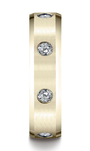 14K-Yellow-Gold-6mm-Comfort-Fit-High-Polish-Edge--Burnish-Set-8-Diamond-Eternity-Band--.32Ct--Size4.5--CF52613214KY04.5