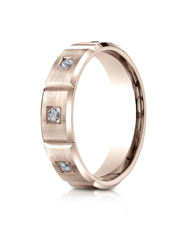 Benchmark 14K Rose Gold 6mm Comfort-Fit Burnish Set 6-Stone Diamond Eternity Wedding Ring (0.32 ct.)