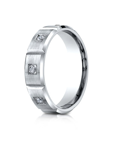 Benchmark 18K White Gold 6mm Comfort-Fit Burnish Set 6-Stone Diamond Eternity Wedding Band (0.32 ct.)
