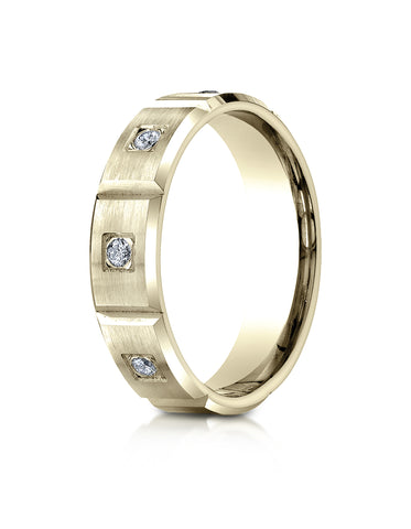 Benchmark 14K Yellow Gold 6mm Comfort-Fit Burnish Set 6-Stone Diamond Eternity Wedding Band (0.32 ct.)