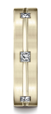 Benchmark-14K-Yellow-Gold-6mm-Comfort-Fit-Princess-Cut-Burnish-Set-6-Stone-Eternity-Band--.60Ct--Sz-4.5--CF52682814KY04.5