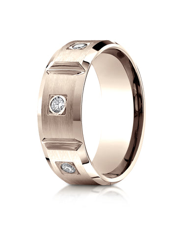 Benchmark 14K Rose Gold 8mm Comfort-Fit Burnish Set 6-Stone Diamond Eternity Wedding Ring (0.50 ct.)