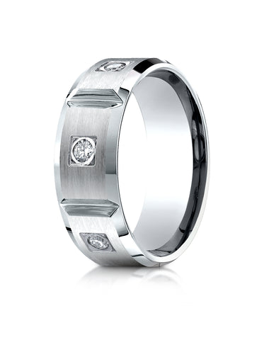 Benchmark 14K White Gold 8mm Comfort-Fit Burnish Set 6-Stone Diamond Eternity Wedding Band (0.50 ct.)