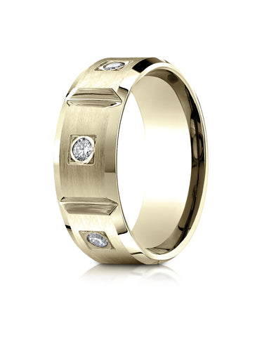 Benchmark 18K Yellow Gold 8mm Comfort-Fit Burnish Set 6-Stone Diamond Eternity Wedding Band (0.50 ct.)