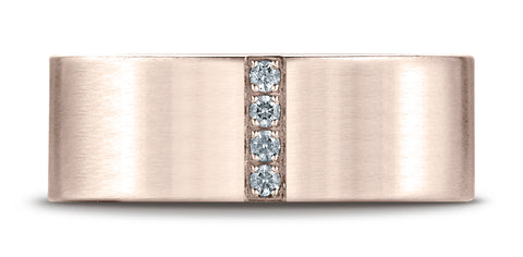 Benchmark-14K-Rose-Gold-8mm-Comfort-Fit-Pave-set-4-Stone-Diamond-Wedding-Band-Ring--.08Ct--Size-4.25--CF52871214KR04.25