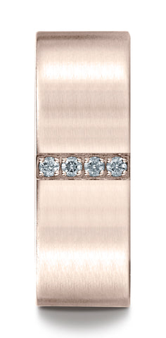 Benchmark-14K-Rose-Gold-8mm-Comfort-Fit-Pave-set-4-Stone-Diamond-Wedding-Band-Ring--.08Ct--Size-4.5--CF52871214KR04.5