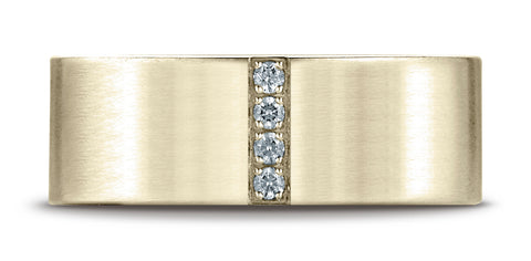 Benchmark-14K-Yellow-Gold-8mm-Comfort-Fit-Pave-set-4-Stone-Diamond-Wedding-Band-Ring--.08Ct--Size-4.25--CF52871214KY04.25