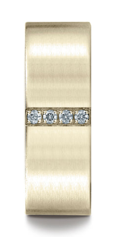 Benchmark-14K-Yellow-Gold-8mm-Comfort-Fit-Pave-set-4-Stone-Diamond-Wedding-Band-Ring--.08Ct--Size-4.5--CF52871214KY04.5