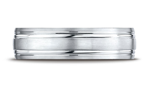 Benchmark-18K-White-Gold-6mm-Comfort-Fit-Satin-Finished-with-Parallel-Grooves-Carved-Design-Band--Size-4.25--CF5644418KW04.25