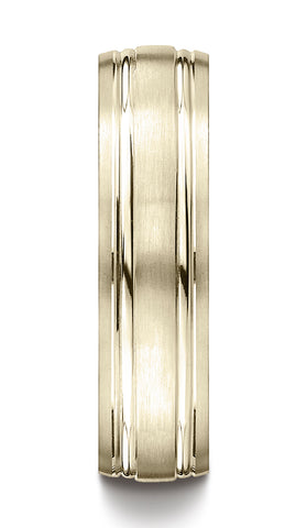 Benchmark-18K-Yellow-Gold-6mm-Comfort-Fit-Satin-Finished-w/-Parallel-Grooves-Carved-Design-Band--Sz-4.5--CF5644418KY04.5
