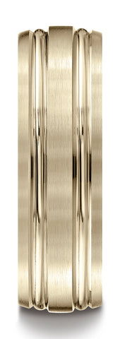 Benchmark-14k-Yellow-Gold-7mm-Comfort-Fit-Satin-Finished-w/-Parallel-Grooves-Carved-Design-Band--Sz-4.5--CF5744414KY04.5