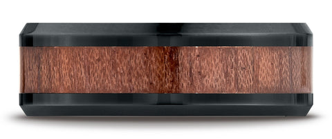 Benchmark-Blackened-Cobaltchrome-8mm-Comfort-Fit-Drop-Beveled-Rosewood-Inlay-Cobalt-Ring--Size-6.5--CF58489BKCC06.5