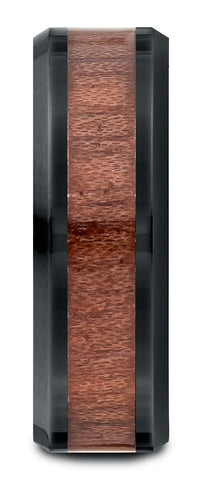 Benchmark-Blackened-Cobaltchrome-8mm-Comfort-Fit-Drop-Beveled-Rosewood-Inlay-Cobalt-Ring--Size-7--CF58489BKCC07