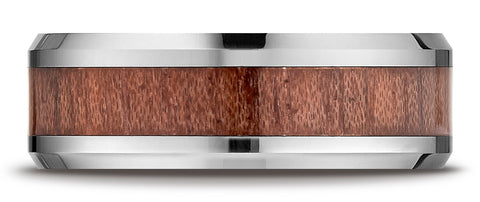 Benchmark-Cobaltchrome-8mm-Comfort-Fit-Drop-Beveled-Rosewood-Inlay-Cobalt-Ring--Size-6.5--CF58489CC06.5