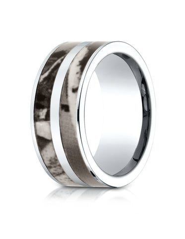 Benchmark Cobaltchrome 10mm Comfort-Fit Wedding Band Ring with Hunting Camo Inlay, (Sizes 6 - 14)