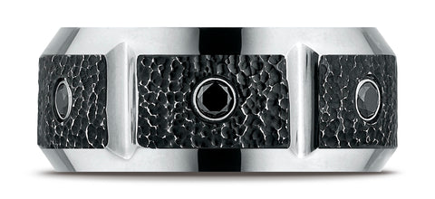 Benchmark-Cobaltchrome-10-mm-Comfort-Fit-Blackened-Micro-Hammer-Diamond-Wedding-Band--0.20-cttw--Size-8--CF610991CC08