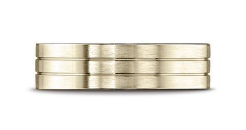 Benchmark-14K-Yellow-Gold-6mm-Comfort-Fit-Satin-Finished-w/-Parallel-Center-Cuts-Carved-Design-Band--4.25--CF6633414KY04.25