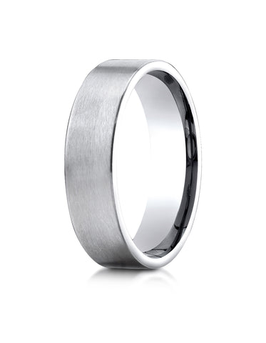 Benchmark 18K White Gold 6mm Comfort-Fit Satin-Finished Carved Design Wedding Band Ring (Sizes 4 - 15 )