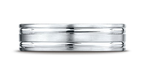 Benchmark-14K-White-Gold-6mm-Comfort-Fit-Satin-Finished-with-Parallel-Grooves-Carved-Design-Band--Size-4.25--CF6642314KW04.25