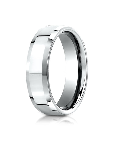 Benchmark 10K White Gold 6mm Comfort-Fit High Polished Carved Design Wedding Band Ring (Sizes 4 - 15 )