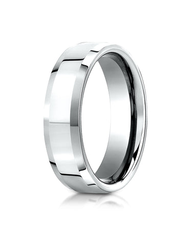 Benchmark 14K White Gold 6mm Comfort-Fit High Polished Carved Design Wedding Band Ring (Sizes 4 - 15 )