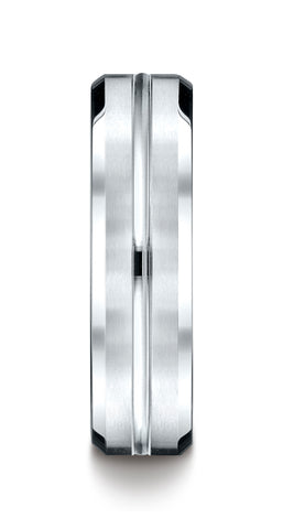 Benchmark-14K-White-Gold-6mm-Comfort-Fit-Satin-Finished-w/-High-Polished-Cut-Carved-Design-Band--Sz-4.5--CF6643914KW04.5