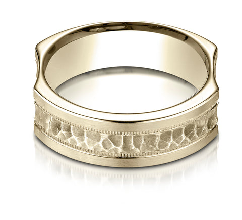 Benchmark-14K-Yellow-Gold-7mm-Ergonomic-Comfort-Fit-Hammered-Finish-w/-High-Polish-Edge-Design-Band--4.25--CF67230914KY04.25