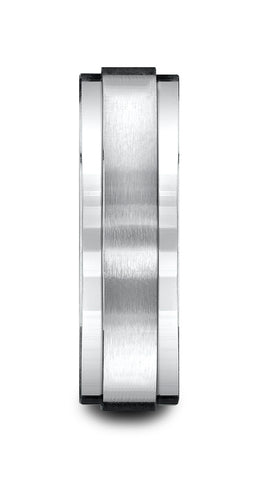 Benchmark-10k-White-Gold-7mm-Comfort-Fit-Satin-Finished-w/-High-Polished-Drop-Edge-Carved-Dsn.-Band--4.5--CF6735110KW04.5