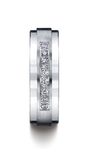 Benchmark-Argentium-Silver-7mm-Comfort-Fit-Pave-Set-9-Stone-Diamond-Design-Wedding-Band--0.18-cttw--Sz-7--CF67380SV07