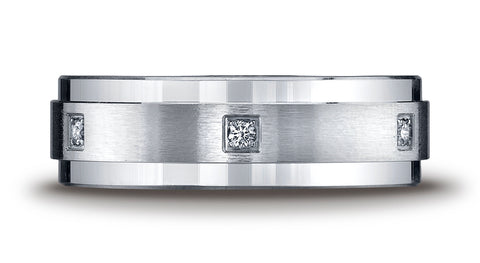 Benchmark-Argentium-Silver-7mm-Comfort-Fit-Pave-Set-6-Stone-Diamond-Design-Band--0.12-cttw--Size-6.5--CF67382SV06.5