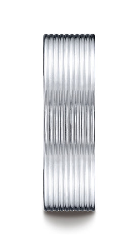 Benchmark-14K-White-Gold-7mm-Comfort-Fit-Satin-Finished-with-Threaded-Pattern-Carved-Design-Band-Sz-4.5--CF6740114KW04.5
