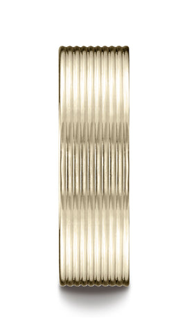 Benchmark-14K-Yellow-Gold-7mm-Comfort-Fit-Satin-Finished-w/-Threaded-Pattern-Carved-Design-Band--Sz-4.5--CF6740114KY04.5