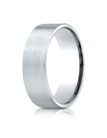 Benchmark Platinum 7mm Comfort-Fit Satin-Finished Carved Design Band, (Sizes 4-15)