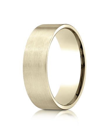 Benchmark 14k Yellow Gold 7mm Comfort-Fit Satin-Finished Carved Design Band, (Sizes 4-15)