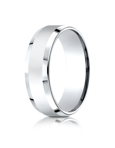 Benchmark Platinum 7mm Comfort-Fit High Polished Carved Design Band, (Sizes 4-15)