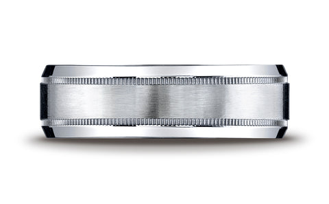 Benchmark-Argentium-Silver-7mm-Comfort-Fit-Satin-Finished-Center-w/-Milgrain-Design-Wedding-Band-Sz-6.5--CF67438SV06.5