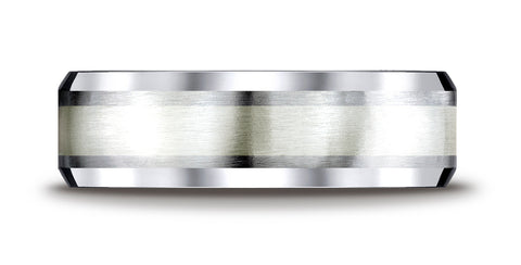 Benchmark-Cobaltchrome™--Silver-7mm-Comfort-Fit-Satin-Finished-Silver-Inlay-Design-Wedding-Band--Sz-6.5--CF67462CC06.5
