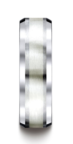Benchmark-Cobaltchrome™--Silver-7mm-Comfort-Fit-Satin-Finished-Silver-Inlay-Design-Wedding-Band--Size-7--CF67462CC07