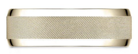 Benchmark-14k-Yellow-Gold-7mm-Comfort-Fit-High-Polish-Round-Edge-Cross-Hatch-Center-Design-Band--Size-4.25--CF6746914KY04.25