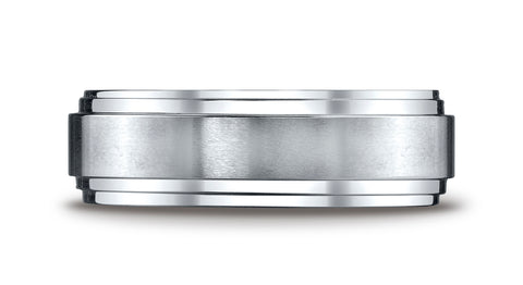Benchmark-Platinum-8mm-Comfort-Fit-Satin-Finished-Step-Edge-Carved-Design-Band--Size-4.25--CF68100PT04.25