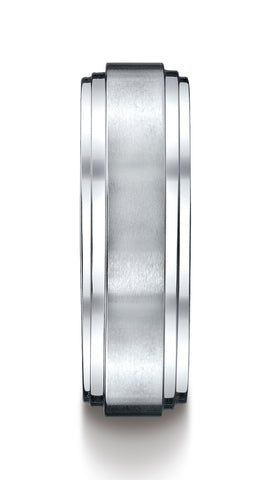 Benchmark-14k-White-Gold-8mm-Comfort-Fit-Satin-Finished-Step-Edge-Carved-Design-Band--Size-4.5--CF6810014KW04.5