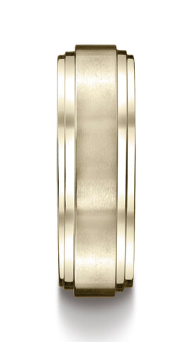Benchmark-14k-Yellow-Gold-8mm-Comfort-Fit-Satin-Finished-Step-Edge-Carved-Design-Band--Size-4.5--CF6810014KY04.5