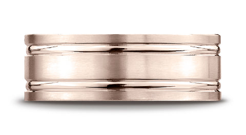 Benchmark-14K-Rose-Gold-8mm-Comfort-Fit-Satin-Finished-with-Parallel-Grooves-Carved-Design-Band--Size-4.25--CF6842314KR04.25