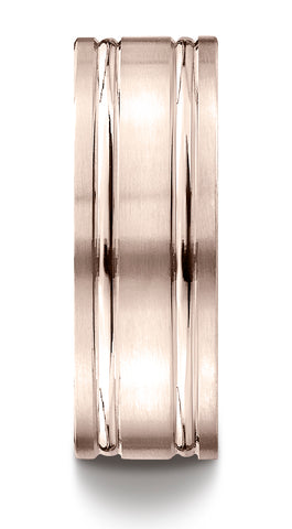 Benchmark-14K-Rose-Gold-8mm-Comfort-Fit-Satin-Finished-with-Parallel-Grooves-Carved-Design-Band--Sz-4.5--CF6842314KR04.5