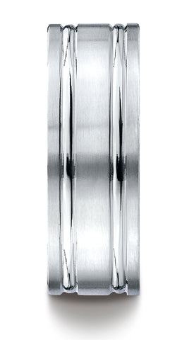 Benchmark-18K-White-Gold-8mm-Comfort-Fit-Satin-Finished-with-Parallel-Grooves-Carved-Design-Band-Sz-4.5--CF6842318KW04.5