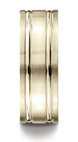 Benchmark-18K-Yellow-Gold-8mm-Comfort-Fit-Satin-Finished-w/-Parallel-Grooves-Carved-Design-Band--Sz-4.5--CF6842318KY04.5