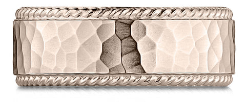 Benchmark-14k-Rose-Gold-8mm-Comfort-Fit-Rope-Edge-Hammered-Finish-Design-Band--Size-4.25--CF6846714KR04.25