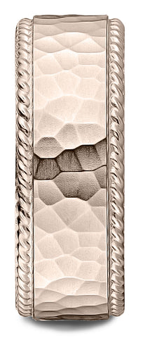Benchmark-14k-Rose-Gold-8mm-Comfort-Fit-Rope-Edge-Hammered-Finish-Design-Band--Size-4.5--CF6846714KR04.5